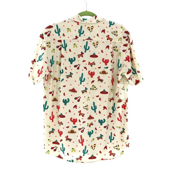 Tipsy Elves Cantina Captain Hawaiian Shirt Mens L Cream Cruise Summer Beach Pool - Picture 4 of 9